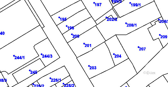 Parcela st. 201 v KÚ Horšovský Týn, Katastrální mapa