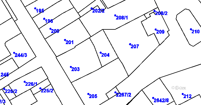 Parcela st. 204 v KÚ Horšovský Týn, Katastrální mapa