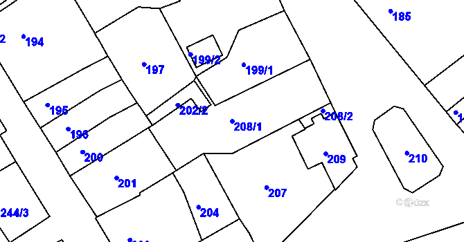 Parcela st. 208/1 v KÚ Horšovský Týn, Katastrální mapa