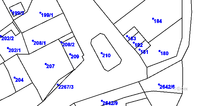 Parcela st. 210 v KÚ Horšovský Týn, Katastrální mapa