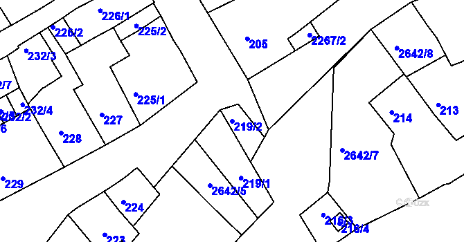 Parcela st. 219/2 v KÚ Horšovský Týn, Katastrální mapa