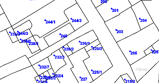 Parcela st. 226/1 v KÚ Horšovský Týn, Katastrální mapa