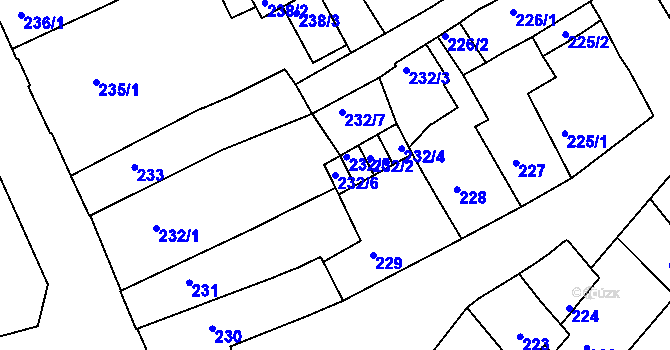 Parcela st. 232/6 v KÚ Horšovský Týn, Katastrální mapa