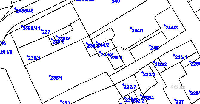 Parcela st. 238/2 v KÚ Horšovský Týn, Katastrální mapa
