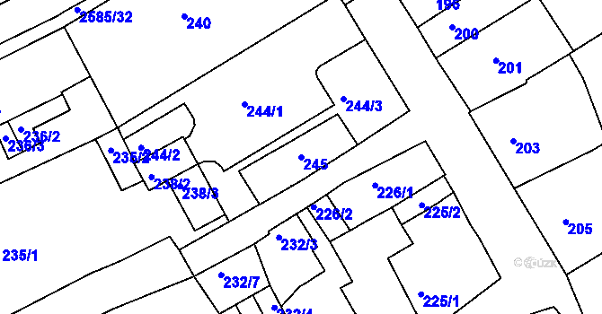 Parcela st. 245 v KÚ Horšovský Týn, Katastrální mapa