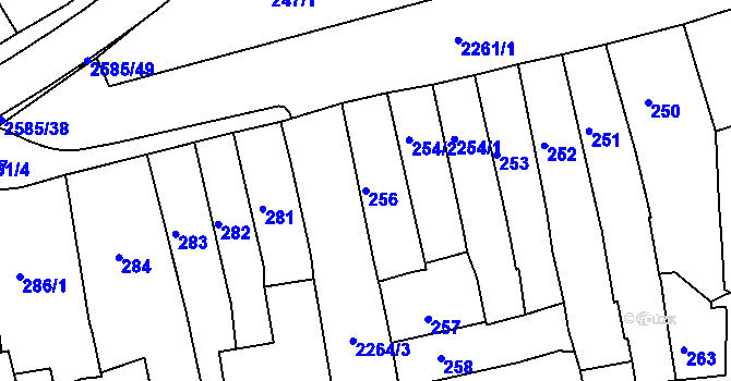 Parcela st. 256 v KÚ Horšovský Týn, Katastrální mapa