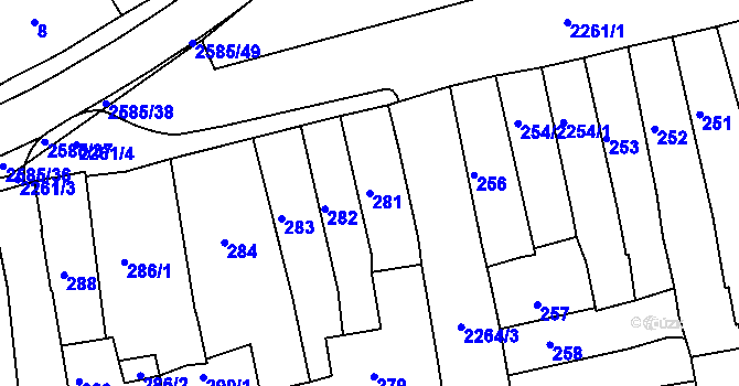 Parcela st. 281 v KÚ Horšovský Týn, Katastrální mapa