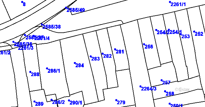 Parcela st. 282 v KÚ Horšovský Týn, Katastrální mapa