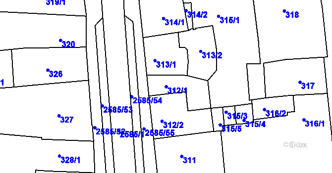 Parcela st. 312/1 v KÚ Horšovský Týn, Katastrální mapa