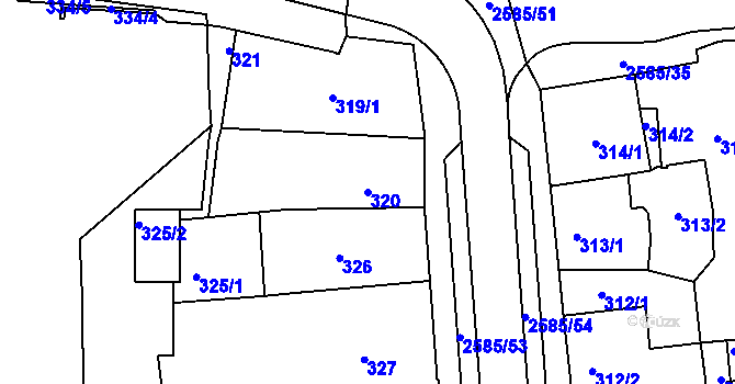 Parcela st. 320 v KÚ Horšovský Týn, Katastrální mapa