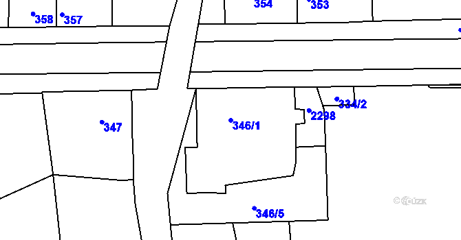 Parcela st. 346/1 v KÚ Horšovský Týn, Katastrální mapa