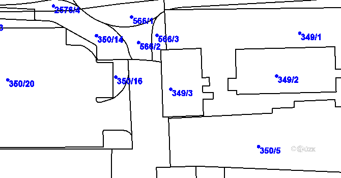 Parcela st. 349/3 v KÚ Horšovský Týn, Katastrální mapa