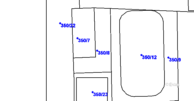 Parcela st. 350/8 v KÚ Horšovský Týn, Katastrální mapa