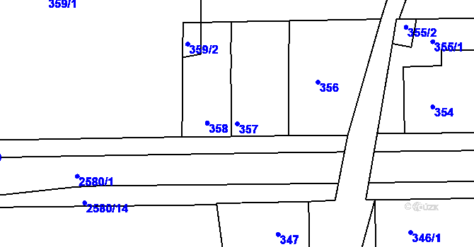 Parcela st. 357 v KÚ Horšovský Týn, Katastrální mapa