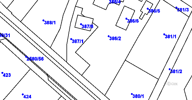 Parcela st. 387/2 v KÚ Horšovský Týn, Katastrální mapa