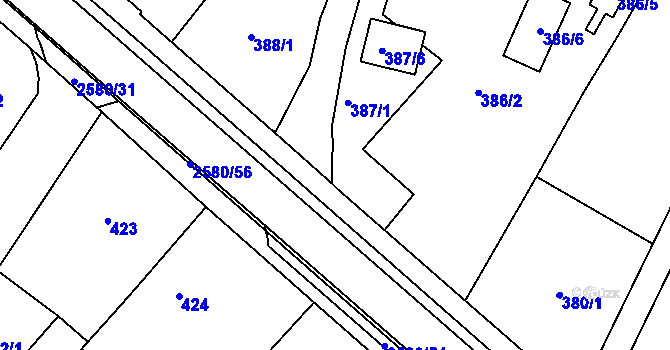 Parcela st. 387/3 v KÚ Horšovský Týn, Katastrální mapa