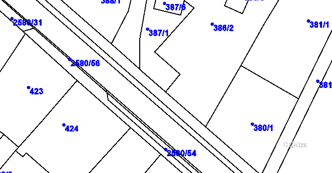 Parcela st. 387/4 v KÚ Horšovský Týn, Katastrální mapa