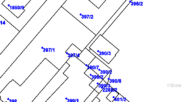 Parcela st. 390/3 v KÚ Horšovský Týn, Katastrální mapa