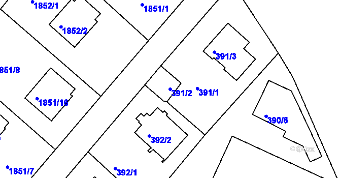 Parcela st. 391/2 v KÚ Horšovský Týn, Katastrální mapa