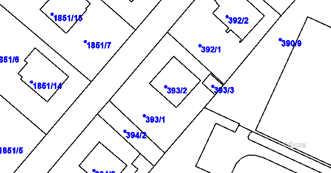 Parcela st. 393/2 v KÚ Horšovský Týn, Katastrální mapa