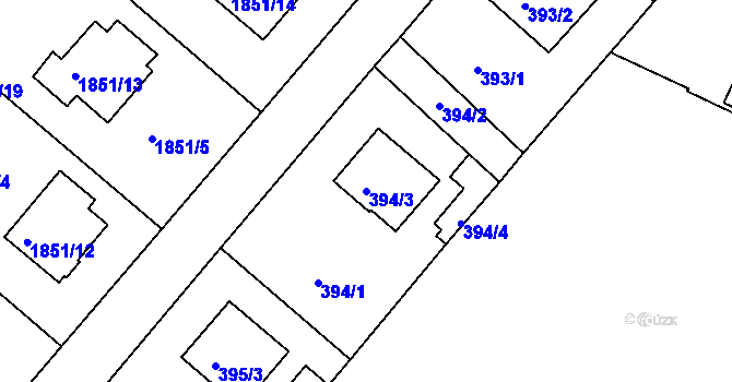 Parcela st. 394/3 v KÚ Horšovský Týn, Katastrální mapa