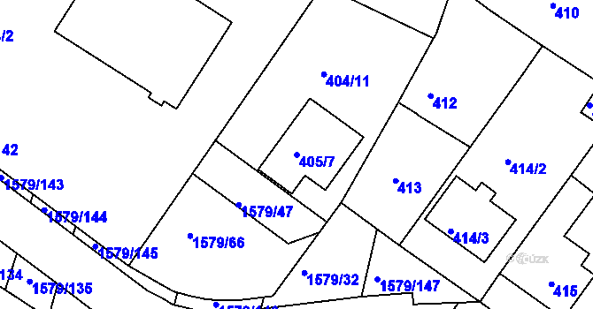 Parcela st. 405/7 v KÚ Horšovský Týn, Katastrální mapa