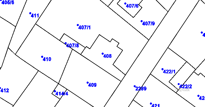 Parcela st. 408 v KÚ Horšovský Týn, Katastrální mapa