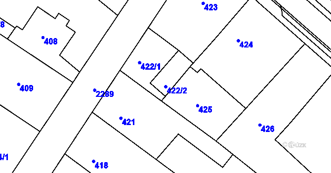Parcela st. 422/2 v KÚ Horšovský Týn, Katastrální mapa