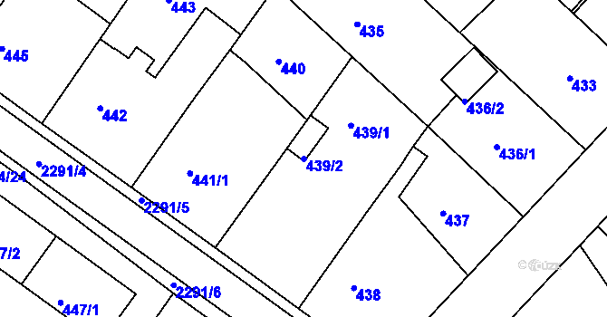 Parcela st. 439/2 v KÚ Horšovský Týn, Katastrální mapa