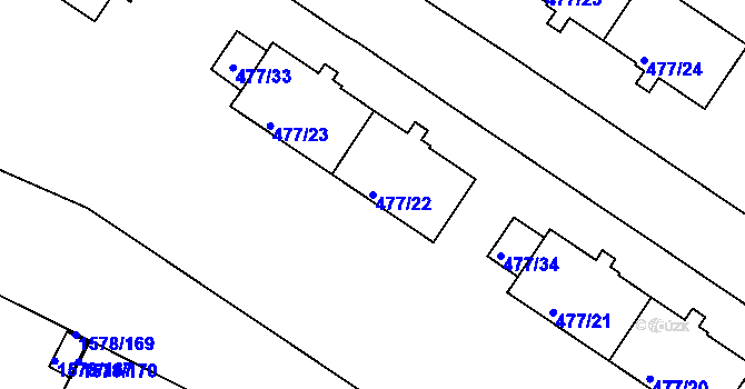 Parcela st. 477/22 v KÚ Horšovský Týn, Katastrální mapa
