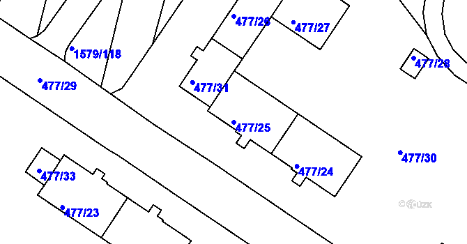 Parcela st. 477/25 v KÚ Horšovský Týn, Katastrální mapa