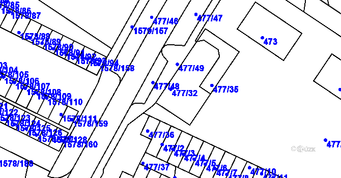 Parcela st. 477/32 v KÚ Horšovský Týn, Katastrální mapa