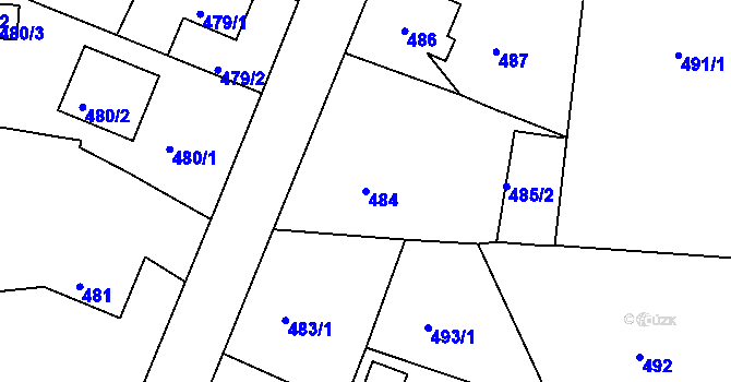 Parcela st. 484 v KÚ Horšovský Týn, Katastrální mapa