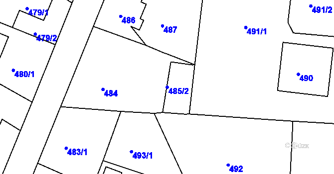 Parcela st. 485/2 v KÚ Horšovský Týn, Katastrální mapa