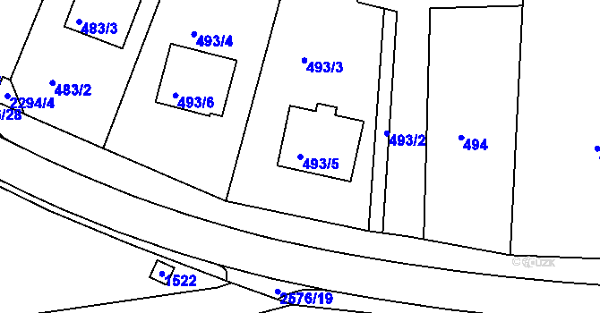 Parcela st. 493/5 v KÚ Horšovský Týn, Katastrální mapa