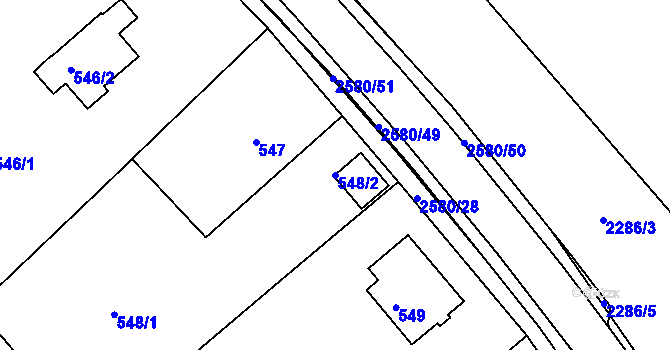Parcela st. 548/2 v KÚ Horšovský Týn, Katastrální mapa