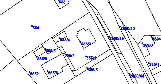 Parcela st. 555/3 v KÚ Horšovský Týn, Katastrální mapa