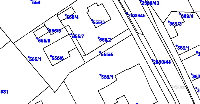 Parcela st. 555/5 v KÚ Horšovský Týn, Katastrální mapa