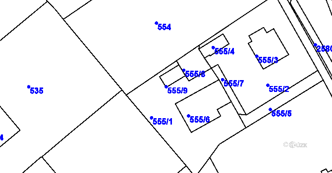 Parcela st. 555/9 v KÚ Horšovský Týn, Katastrální mapa