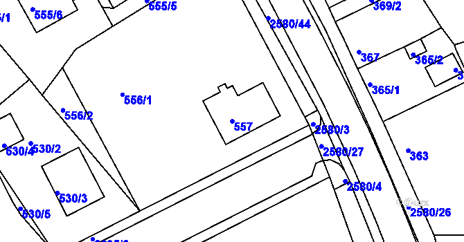 Parcela st. 557 v KÚ Horšovský Týn, Katastrální mapa