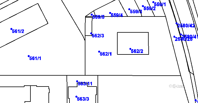 Parcela st. 562/1 v KÚ Horšovský Týn, Katastrální mapa