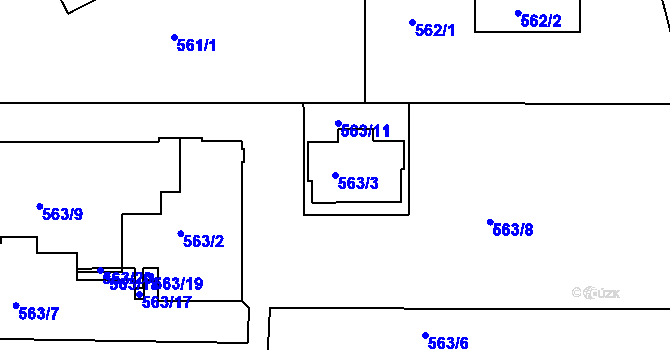 Parcela st. 563/3 v KÚ Horšovský Týn, Katastrální mapa