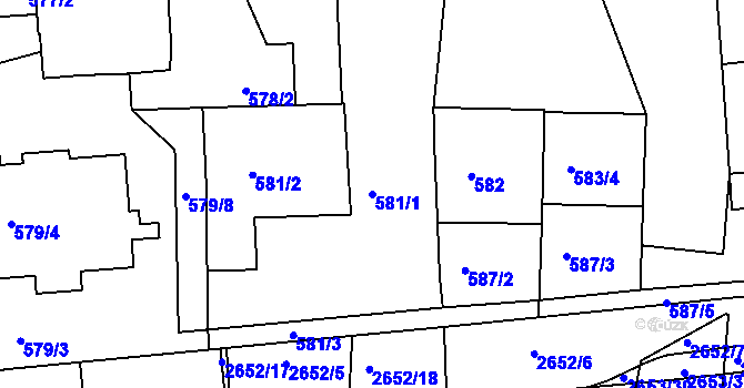 Parcela st. 581/1 v KÚ Horšovský Týn, Katastrální mapa