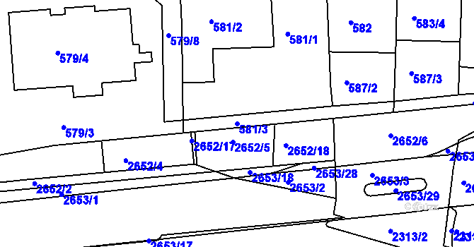 Parcela st. 581/3 v KÚ Horšovský Týn, Katastrální mapa