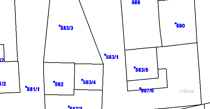 Parcela st. 583/1 v KÚ Horšovský Týn, Katastrální mapa