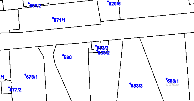 Parcela st. 583/2 v KÚ Horšovský Týn, Katastrální mapa