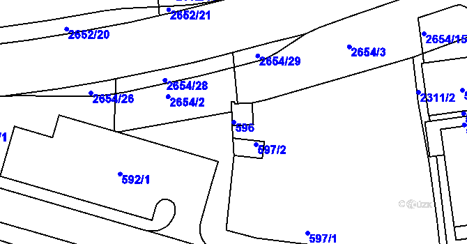 Parcela st. 596 v KÚ Horšovský Týn, Katastrální mapa