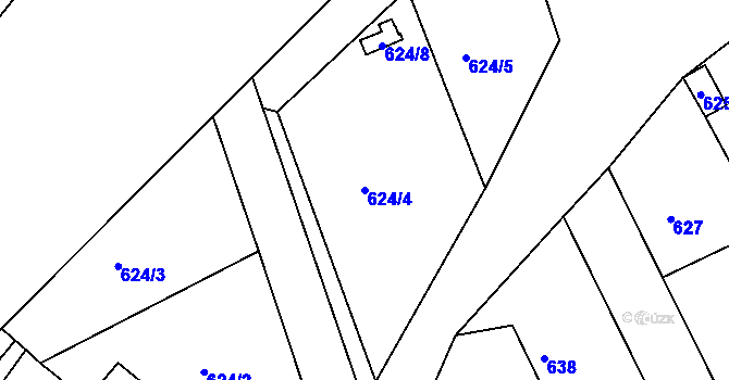 Parcela st. 624/4 v KÚ Horšovský Týn, Katastrální mapa