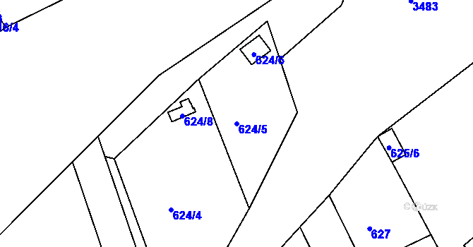 Parcela st. 624/5 v KÚ Horšovský Týn, Katastrální mapa