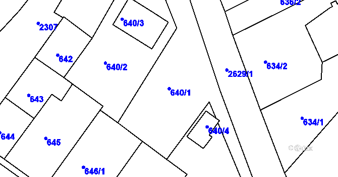 Parcela st. 640/1 v KÚ Horšovský Týn, Katastrální mapa